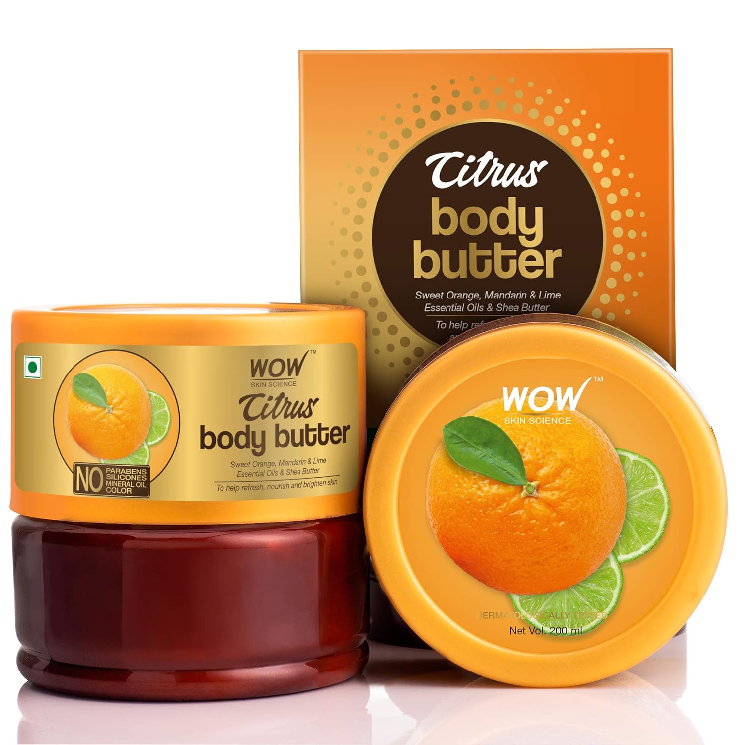 WOW Skin Science Citrus Body Butter for Refreshing, Nourishing & Brightening Skin - For All Skin Types 200ml